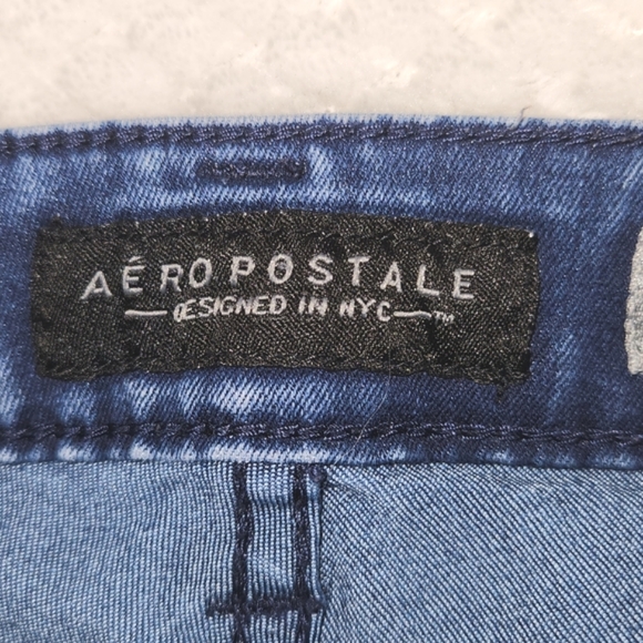 AERPOSTALE WOMENS JEGGINGS DISTRESSED ON KNEES SIZE 2 REGULAR STONE WASHED BLUE - Picture 4 of 16